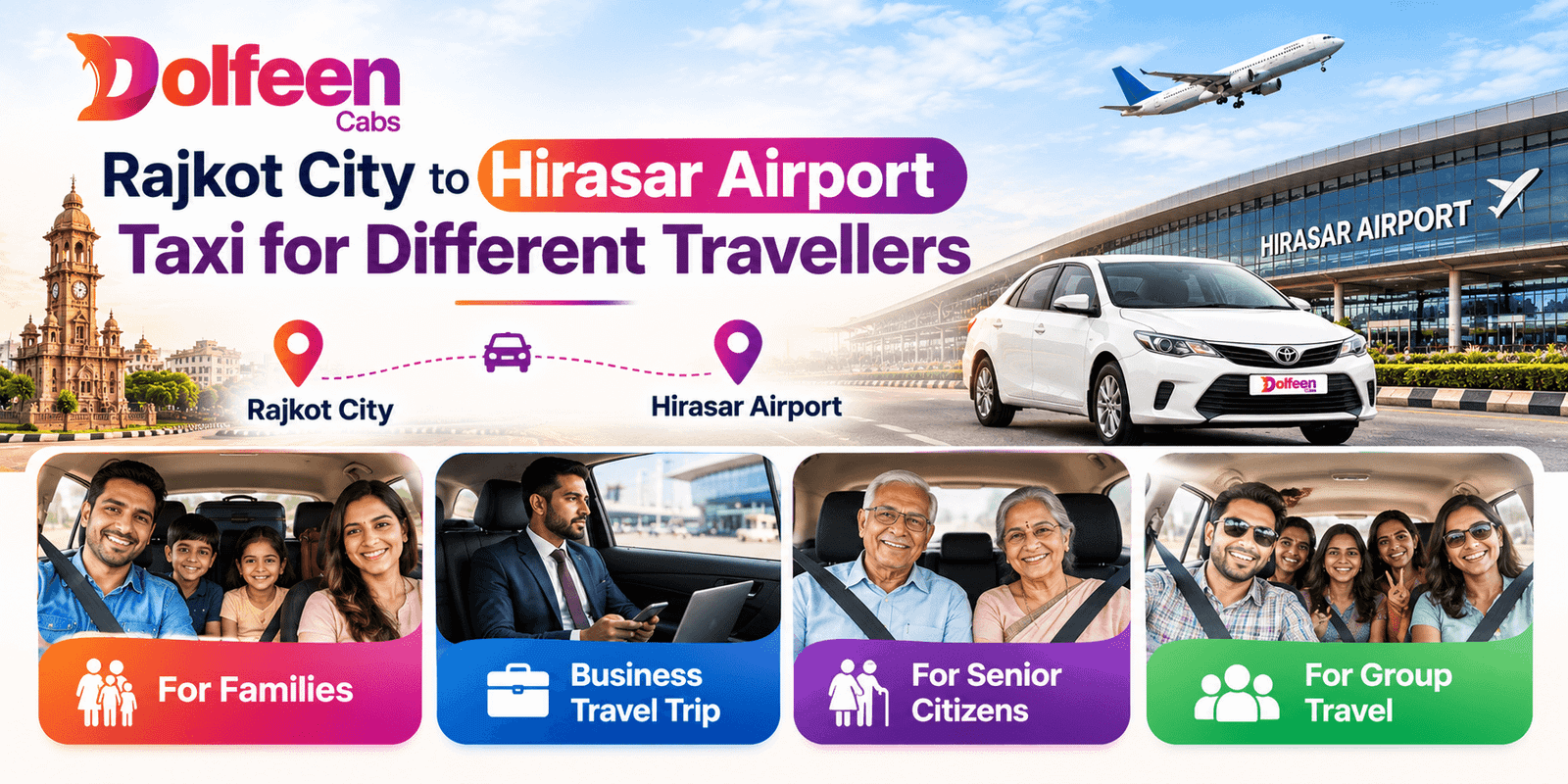Rajkot City to Hirasar Airport Taxi for Different Travellers